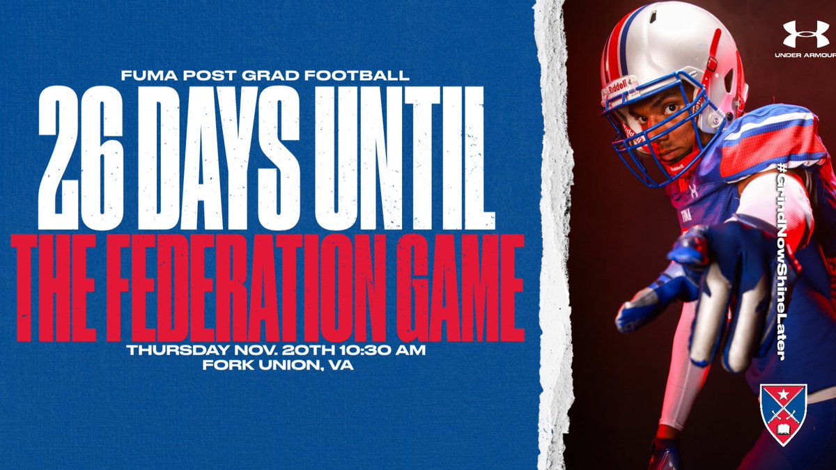 🚨 Attention College Football Coaches!

⏱️ Only 2️⃣6️⃣ days until the <a href="/FUMAPGFootball/">Fork Union Military Academy Post Grad Football</a> Federation Game at <a href="/forkunion/">Fork Union Military Academy</a>! 🏈

#GrindNowShineLater 💪
#BodyMindSpirit 🙌