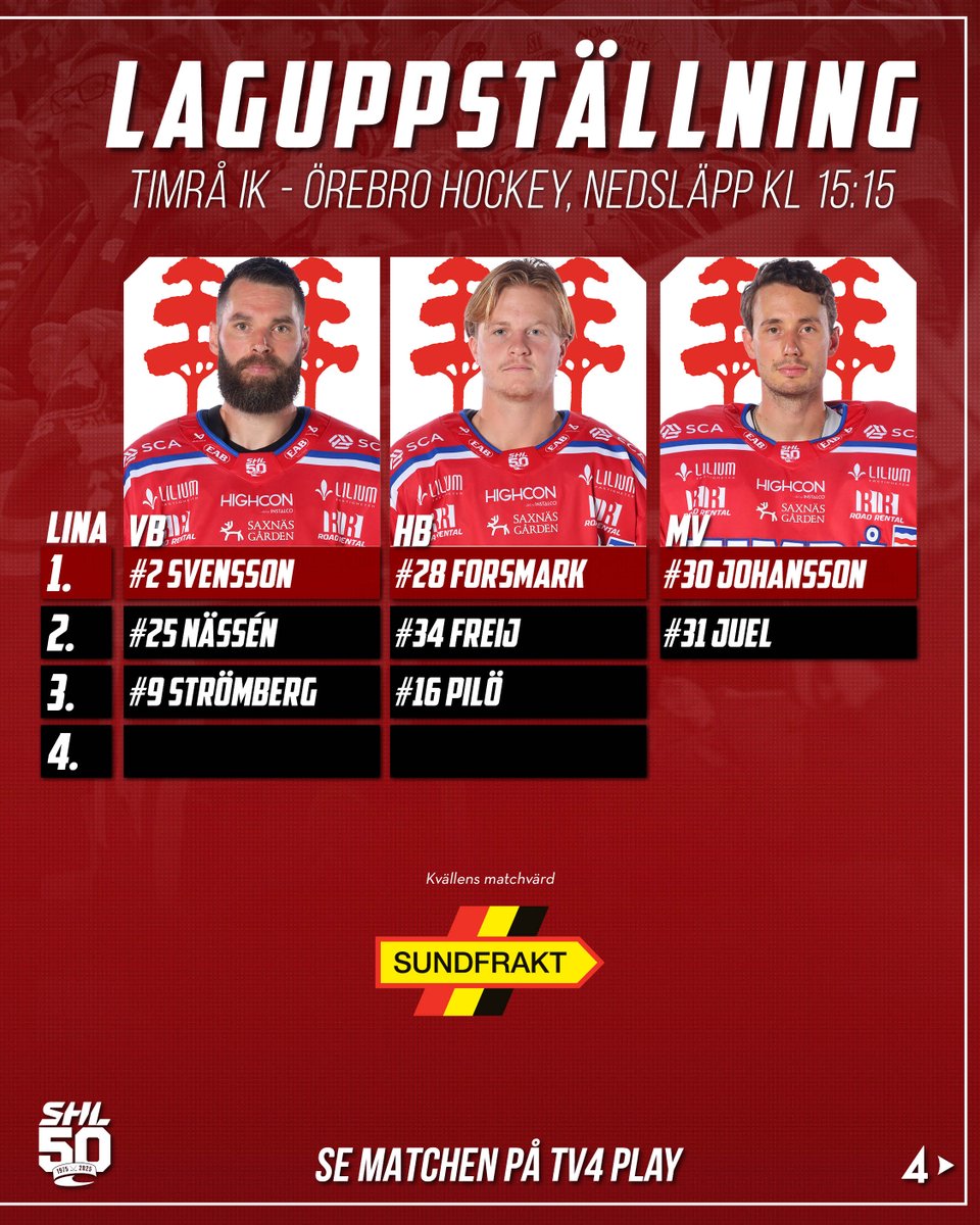 timra_ik's tweet image. Dagens match mot Örebro närmar sig - Så här ställer vi upp i SCA Arena! #timraik
