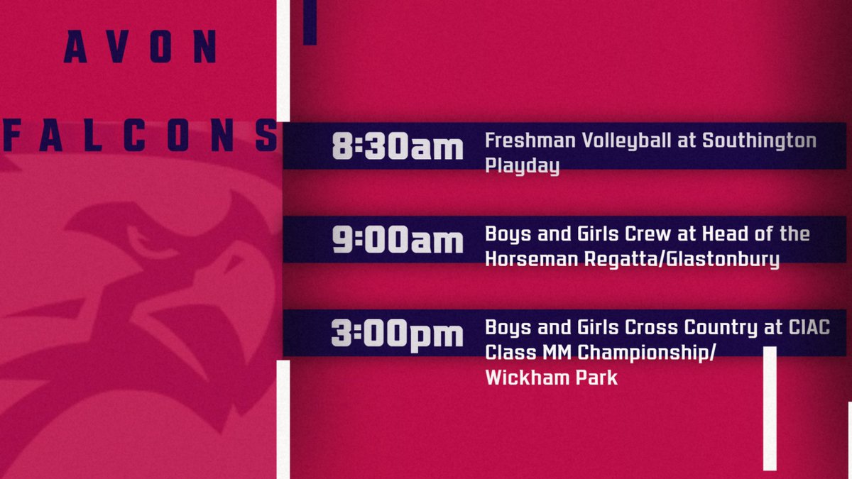 Athletic event schedule for today. Go Falcons!