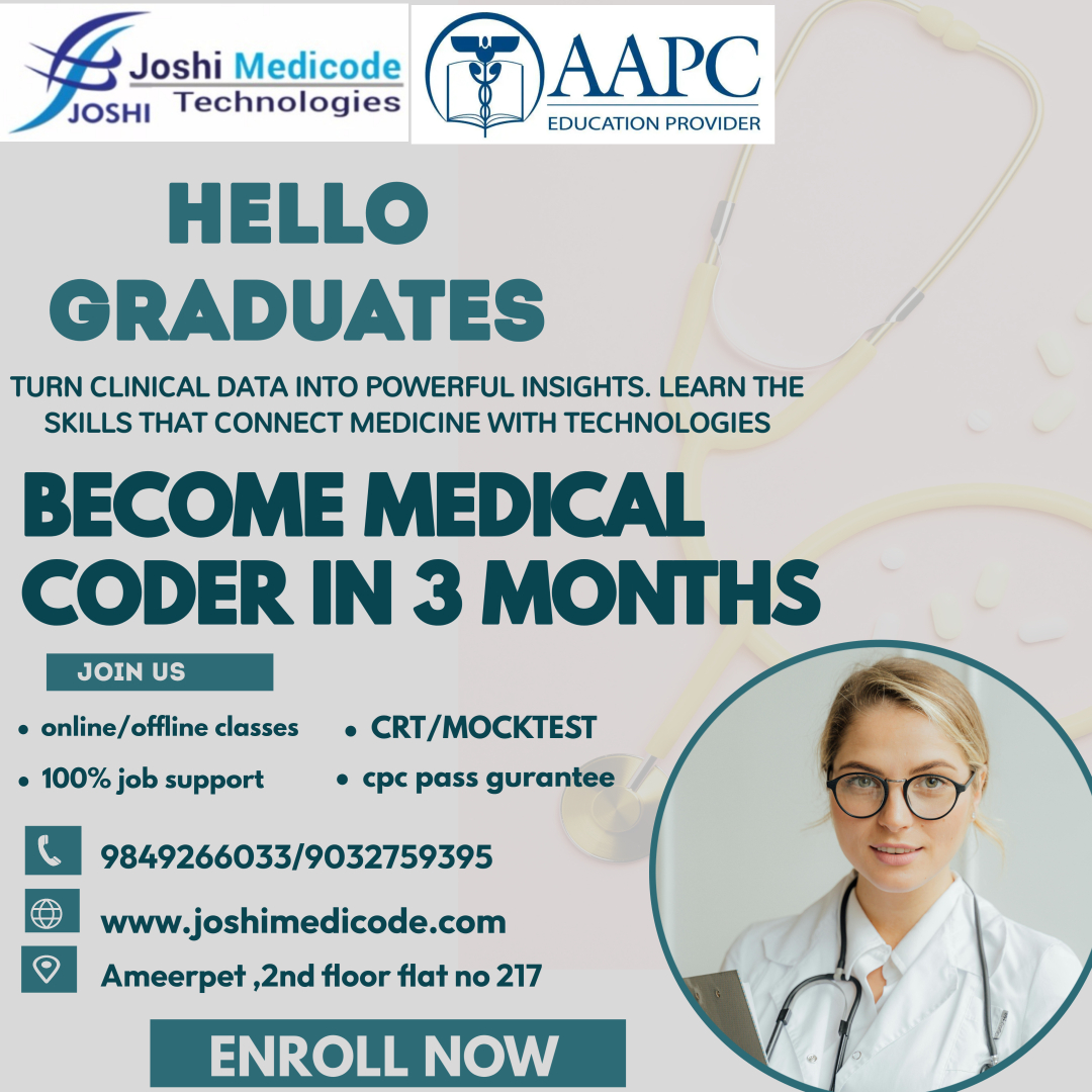 joshimedicode's tweet image. Build your career in Medical Coding with CPC Training at Joshimedicode Technologies.
Learn, certify, and step confidently into the healthcare industry!
For more info Contact
Ameerpet 📷9849266033 / 9032759395
Dilsukhngar 📷 9032089136
Warangal 📷9032695333
Khammam 📷 7386079333…