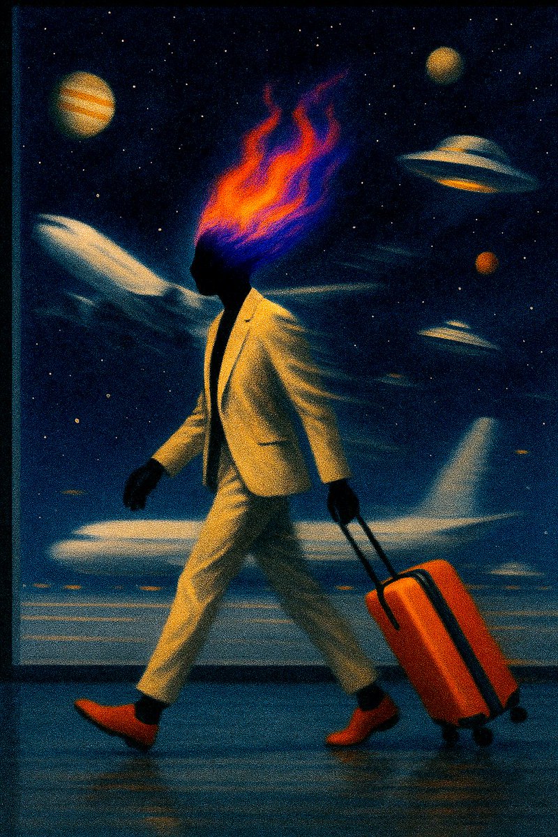 originaltavo's tweet image. GM
Terminal Velocity ✈️
A dreamscape where departure and ascension merge, embodying the quiet surrealism of leaving one world while being drawn into another.