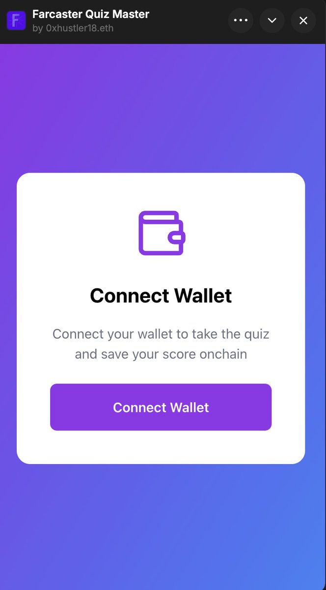 0xhustler18's tweet image. ⚡️ Built my first on-chain mini app on @base!

Farcaster mini app: farcaster.xyz/miniapps/zqYID…

Website: real-quiz-mini-app.vercel.app

A @farcaster_xyz quiz where users pay gas fees (~$0.01) to unlock and save their score on the blockchain.

Built in 2 days with no blockchain experience.…