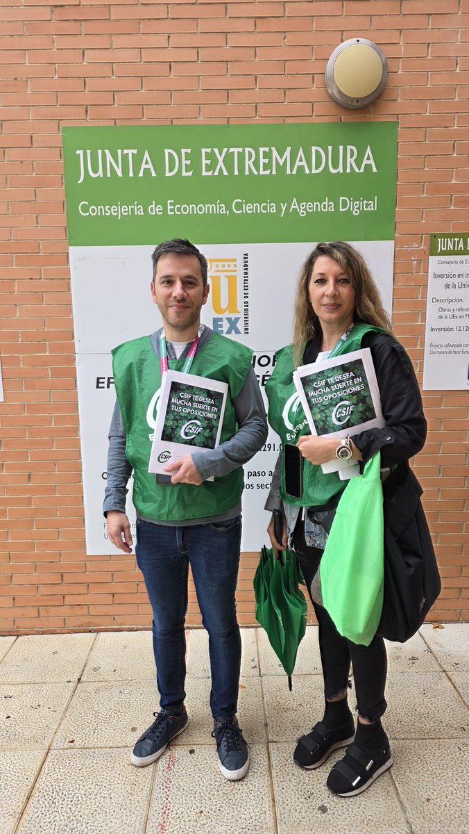 csifsanext's tweet image. Delegados de CSIF acompañando este sábado a los opositores en las pruebas del SES en Mérida, Cáceres y Badajoz en las categorías de ópticos- optometrista primera vez convocadas -y de enfermeras especialistas en Salud Mental, mecánicos y médicos urgencias de AP.
Mucha suerte!!
