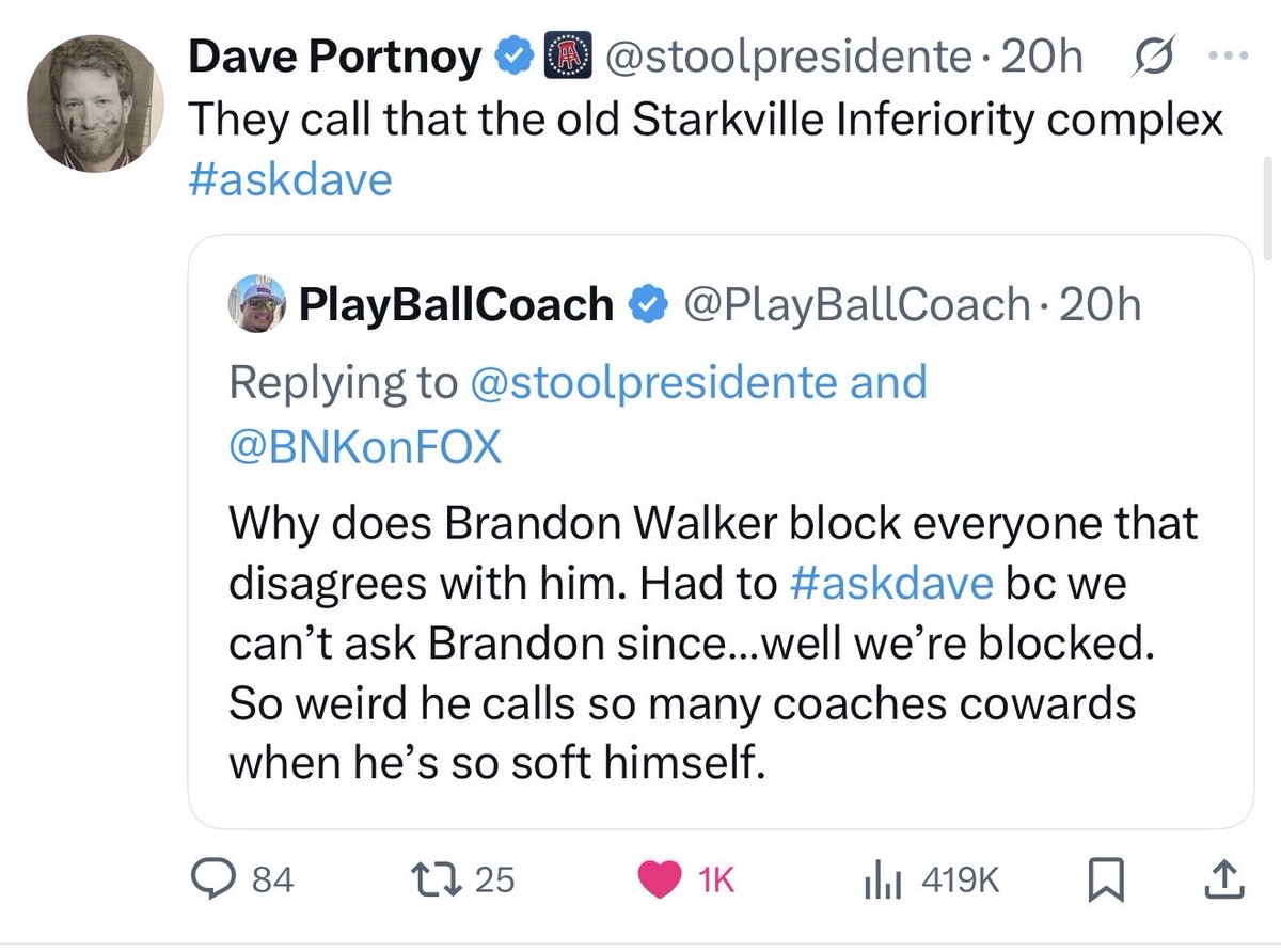 PlayBallCoach's tweet image. Highest engagement numbers on #askdave  yesterday 😎. Just let me know where I need to be for my job interview @stoolpresidente
