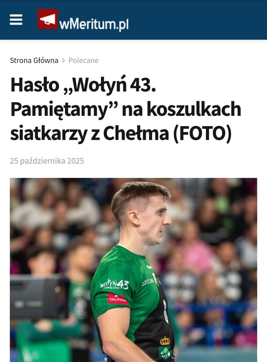 🇵🇱 “Od nowego sezonu na koszulkach sportowych chełmskich drużyn znajdzie się napis „Wołyń 43 Pamiętamy”. To upamiętnienie i szacunek względem wszystkich ofiar ludobójstwa na Wołyniu” – poinformował prezydent Chełma <a href="/Jakub_Banaszek/">Jakub Banaszek</a>. wmeritum.pl/haslo-wolyn-43…