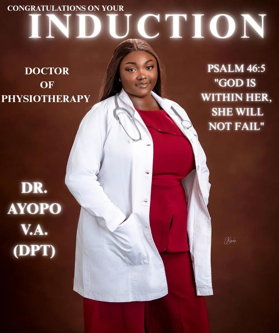 fiictoriad's tweet image. First Set of Doctor of Physiotherapy in Nigeria. 
Tears in my eyesss😭, Thank you Jesus 💃🏾.

Introducing Dr Ayopo V.A (DPT)