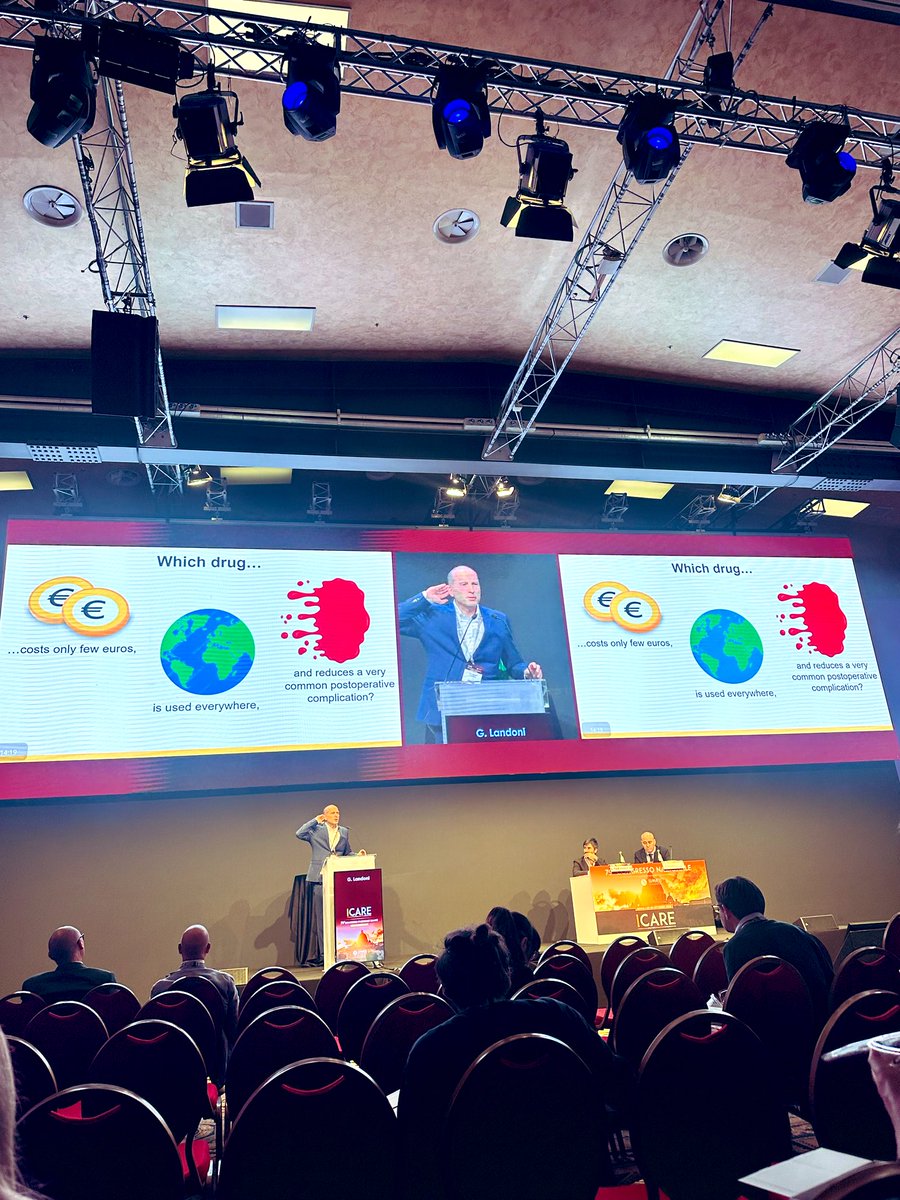 Our Prof <a href="/giovannilandoni/">Giovanni Landoni, MD</a> is now on the incredible ICARE stage talking about anesthesia in cardiac surgery. 

Open your ears 👂<a href="/Siaarti_online/">Siaarti</a>