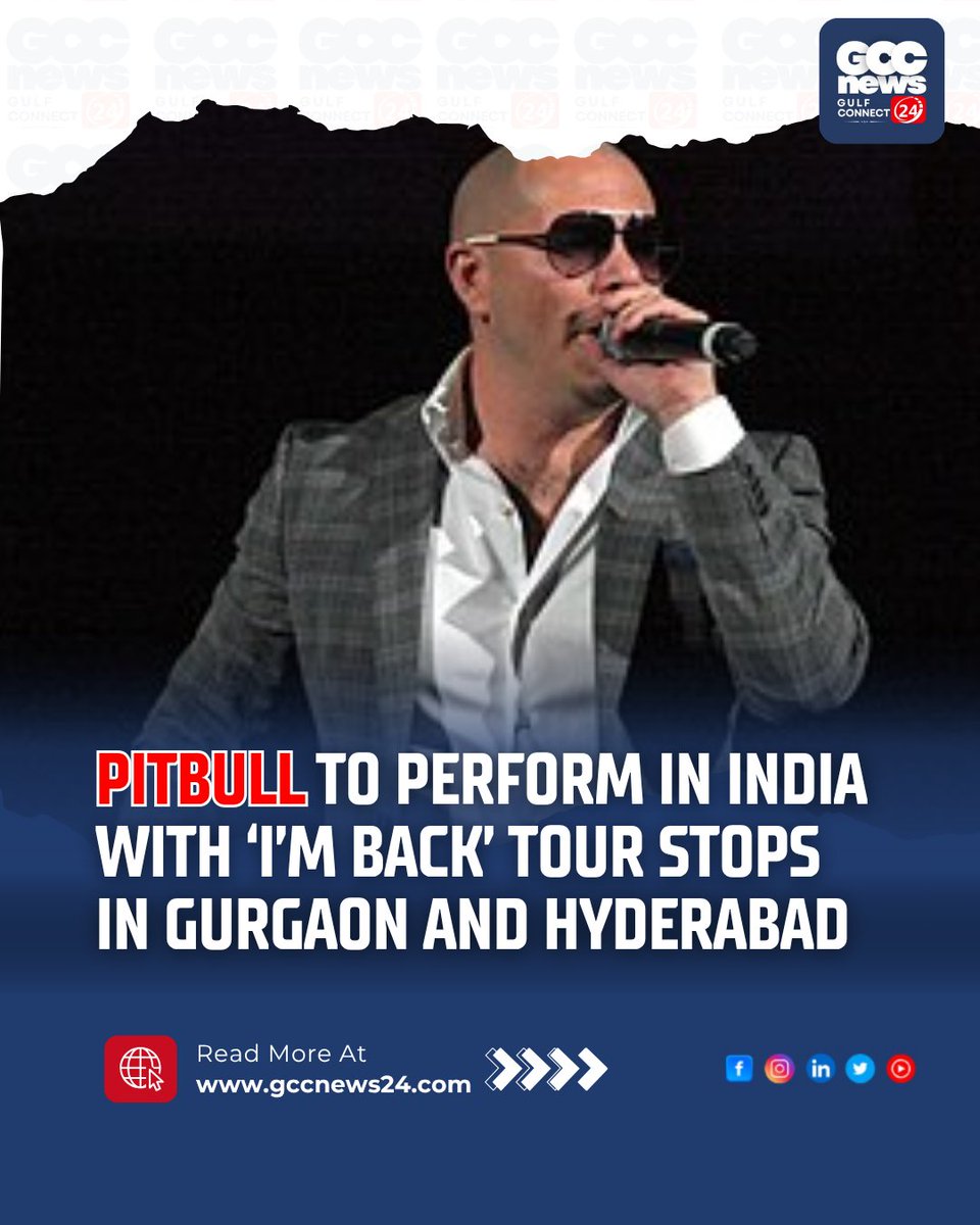 gccn24's tweet image. Pitbull’s “I’m Back” India tour hits Gurgaon Dec 6 & Hyderabad Dec  8! 
Tickets live Oct 25 at 12 PM IST on BookMyShow. 
.
Read more: gccnews24.com/pitbull-india-… 
.
#Pitbull #IndiaTour2025 #ImBackTour #LiveMusic