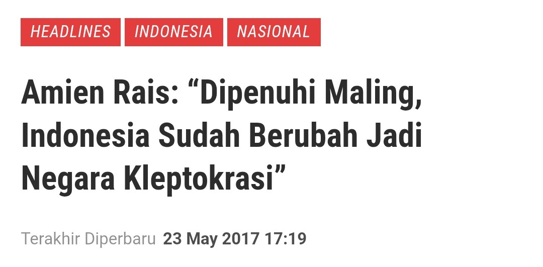 <a href="/KangManto123/">KANG MANTO</a> ada benarnya apa kata mBah Amien Rais.. Indonesia darurat KLEPTOKRASI.. NEGARA DIKUASAI MALING!

mungkin Purbaya belajar dari Amien