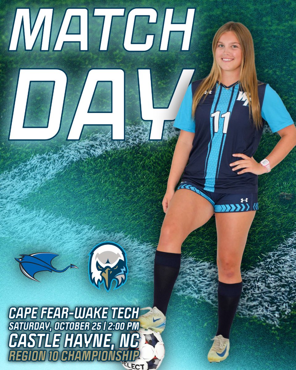 ⚽️ MATCH DAY
🏆 Region 10 Championship
🆚 Cape Fear
🕑 2:00 PM
📍 Cape Fear North Campus Field (Castle Hayne, NC)
📺 is.gd/pT1S81