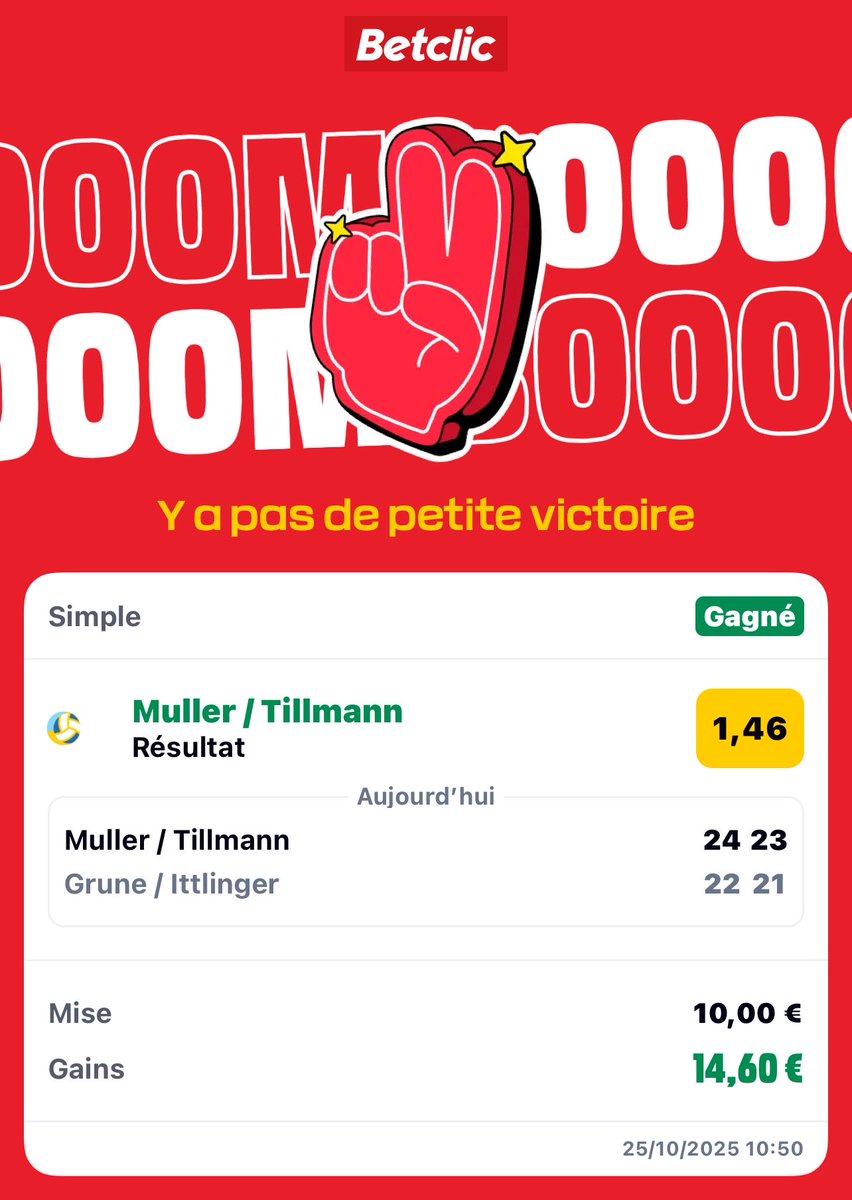 CARTOUCHE PRONO 🧨🥇 (@tontonseb10) on Twitter photo 🏝️🏖️10€ TO 10 000€ OBJECTIF MALDIVES 🇲🇻🚀
PALIER 1 : 10€➡️14,60€✅
PALIER 2 : 14,60€➡️
100 FAV ❤️+ 50 RT ♻️= PALIER 2 DIRECT 
Si pars magie 🪄 on valide c’est 30 paliers j’offre 10x100€✅
#TeamParieur 🏝️🏖️10€ TO 10 000€ OBJECTIF MALDIVES 🇲🇻🚀
PALIER 1 : 10€➡️14,60€✅
PALIER 2 : 14,60€➡️
100 FAV ❤️+ 50 RT ♻️= PALIER 2 DIRECT 
Si pars magie 🪄 on valide c’est 30 paliers j’offre 10x100€✅
#TeamParieur
