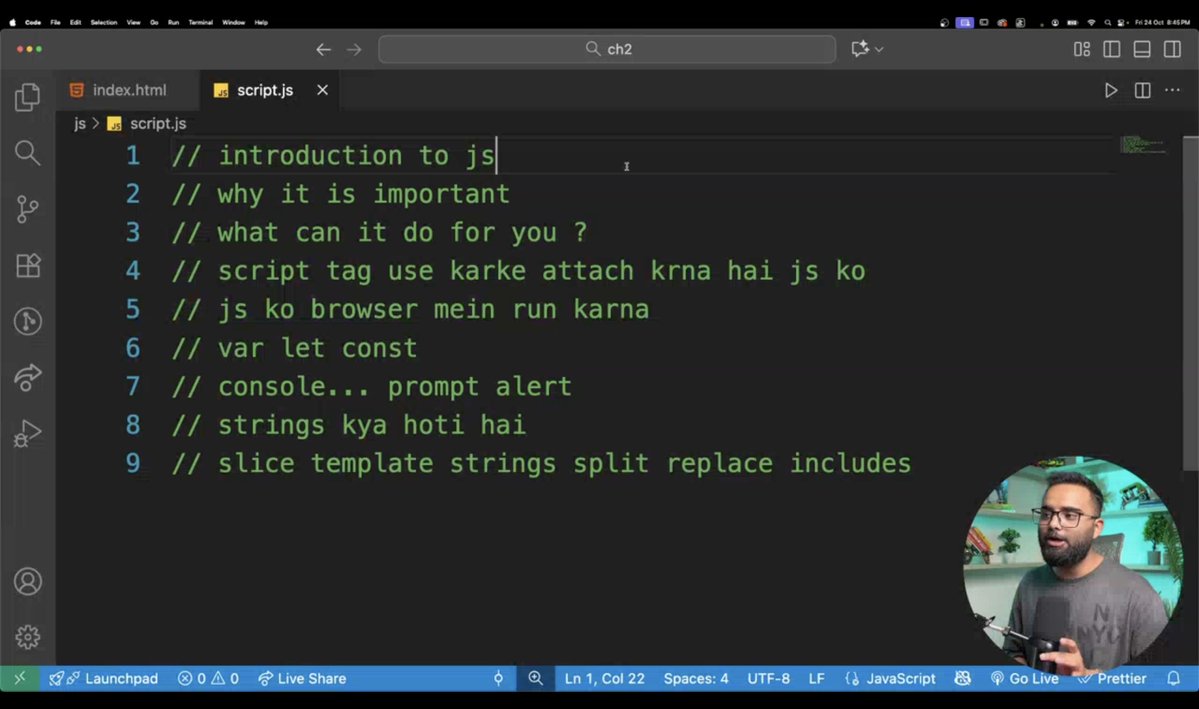 devHamza03's tweet image. 📅 Day 27 of Cohort 2.0 | @sheryians_ 
Started my JavaScript journey! 💛
Learned:
👉 Intro to JS
👉 Why it’s important
👉 var, let, const
👉 Console, prompt, alert
👉 Strings, slice, template, split, replace & includes
Excited for what’s next! ⚡
#JavaScript #Frontend #Coding