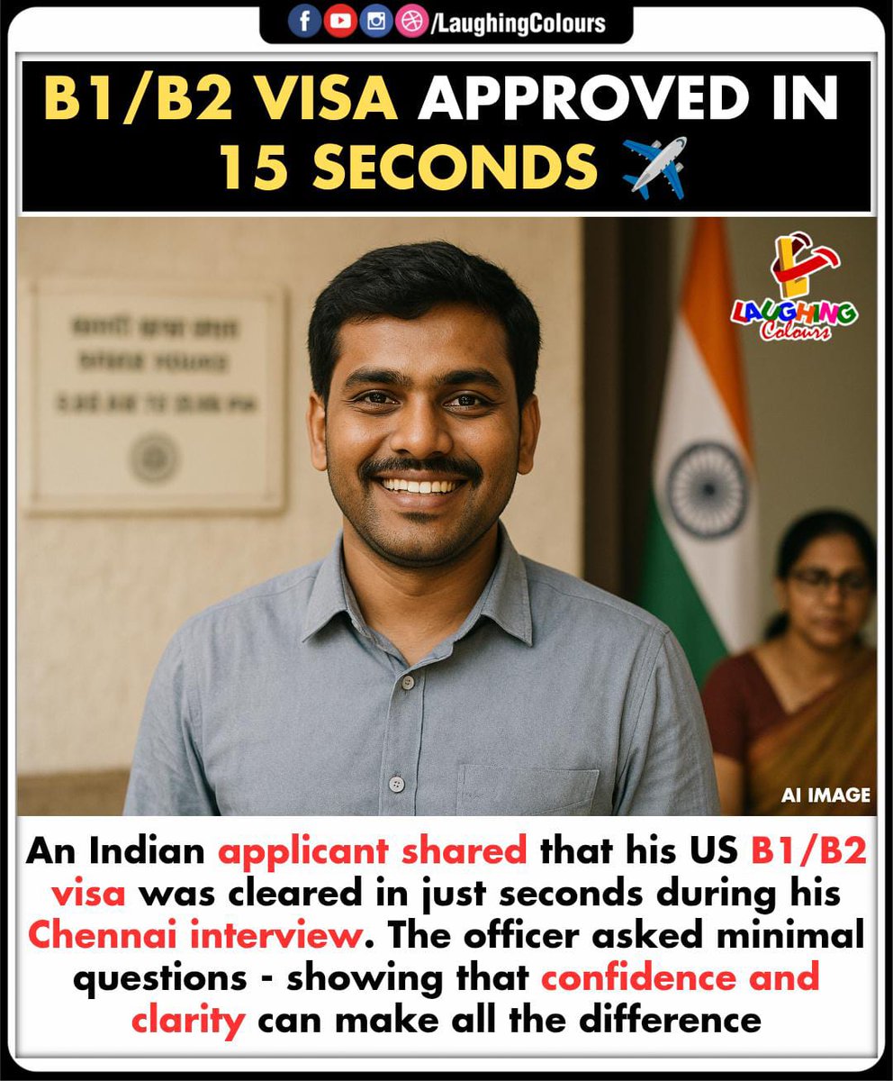LaughingColours's tweet image. Visa approved in 15 seconds ✈️

#VisaSuccess #B1B2Visa #Inspiration #Confidence #TravelNews #ChennaiConsulate