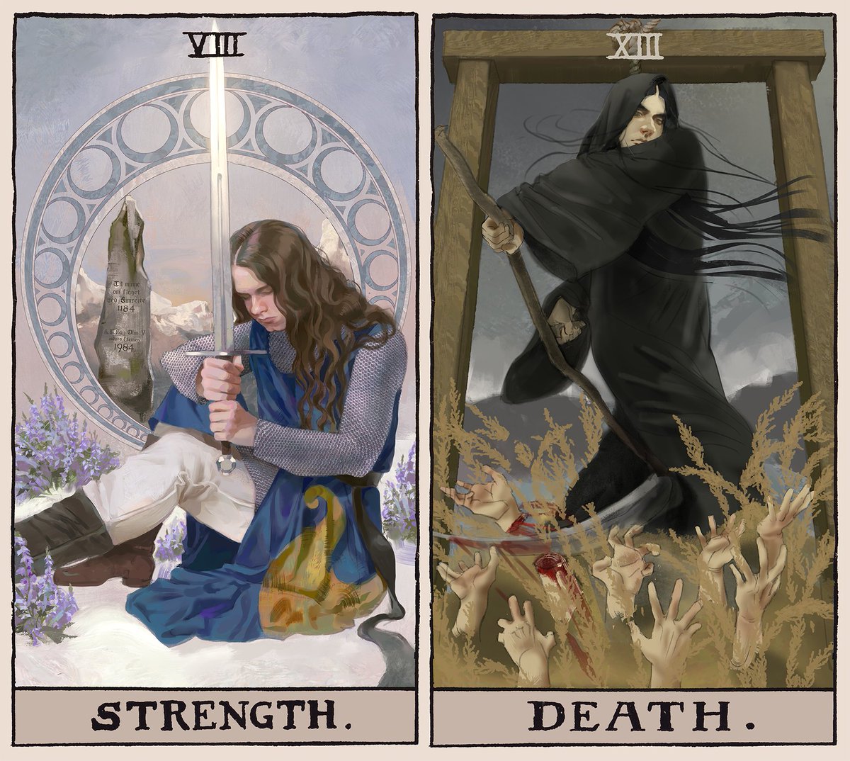 staticlear's tweet image. working on some windir tarot cards