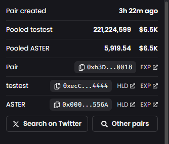 cryptodaypost ✝️ (@cryptodaypost) on Twitter photo Could be the first test token been launch on the aster chain ? NFA Could be the first test token been launch on the aster chain ? NFA