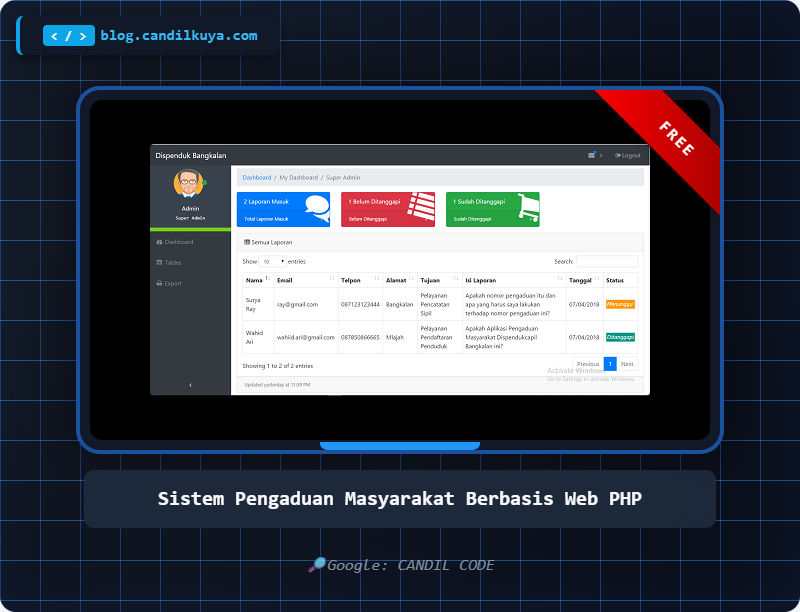 candil_kuya's tweet image. Source code gratis Sistem Pengaduan Masyarakat Berbasis Web
#candilcode #candilkuya