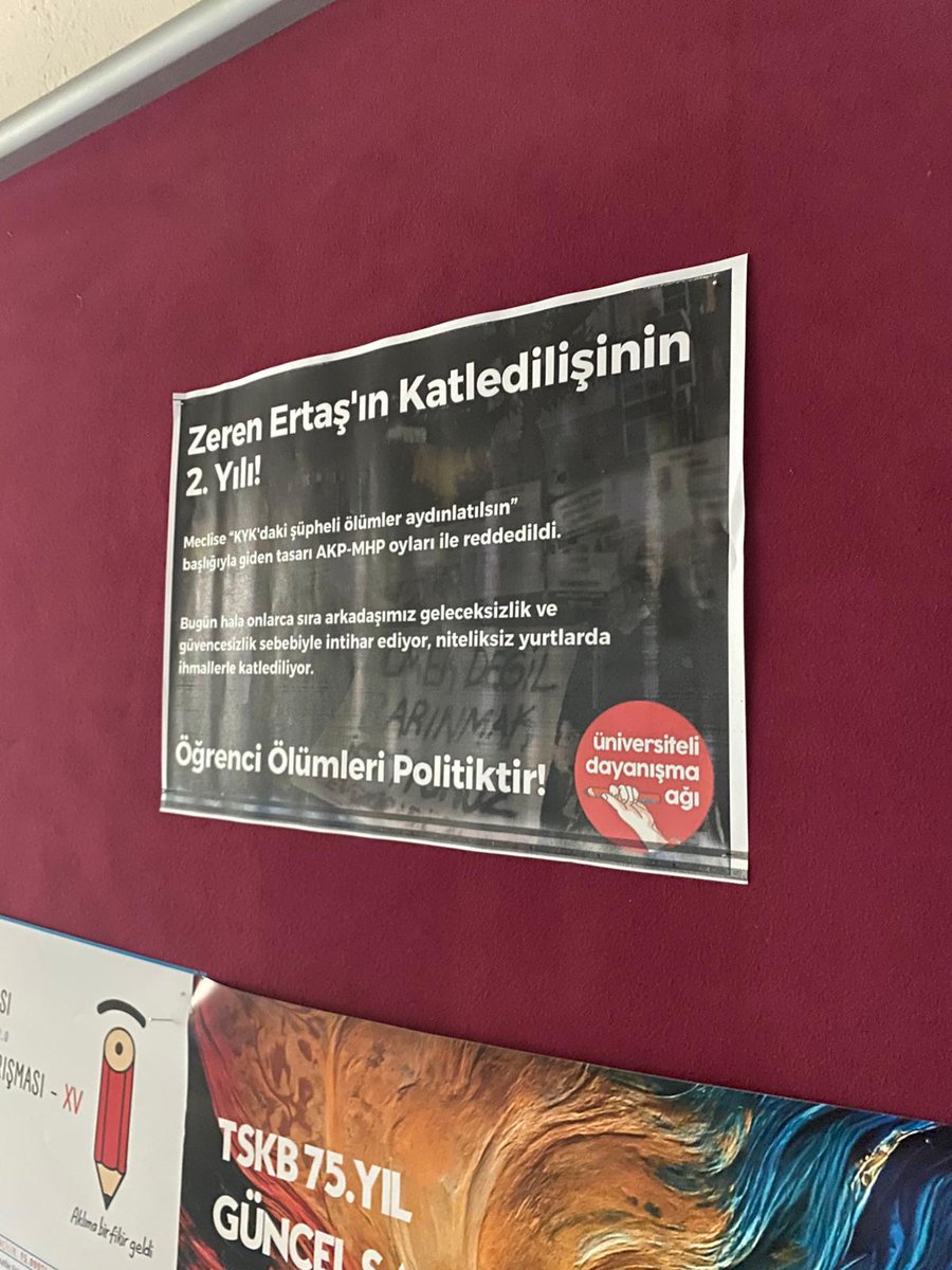 zonguldakuda's tweet photo. 🔴Zonguldak Bülent Ecevit Üniversitesi (BEÜN) Mühendislik fakültesi, İLEF ve İnsan-Toplum Bilimleri fakültesi'nde 25 Ekim 2023 günü Aydın KYK yurdunda ihmaller yüzünden katledilen sıra arkadaşımız Zeren Ertaş'ı andık.

📣 Öğrenci Ölümleri Politiktir! https://t.co/2ms9tb2rBz