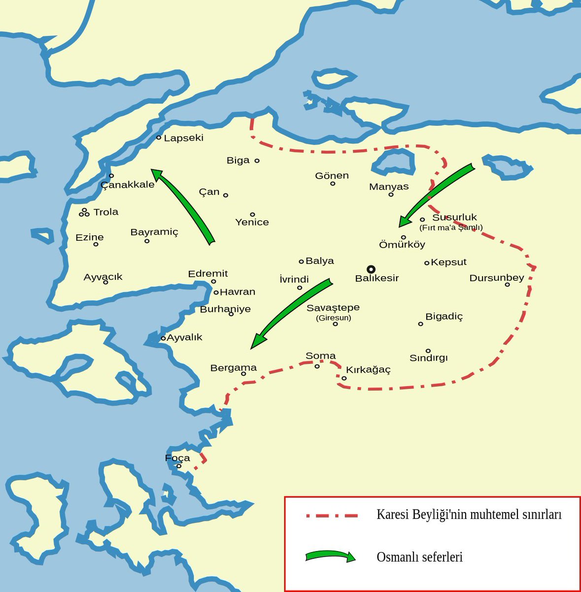 Karesi Beyliği'nin kurucusu, Balıkesir ve civar bölgelerin beyi Kara İsa Bey'in türbesi. Karesi, denizciliği ile ün salmış bir uç beyliğidir. Moğoldan kaçan Türkmenleri himaye etmesiyle hicret diyarı olarak da bilinir. Osmanlı'nın Rumeli'nde yayılmasında büyük katkıları olmuştur.
