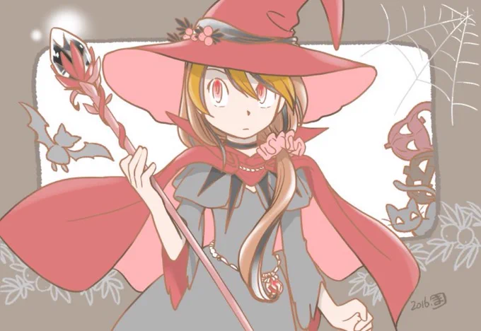 ハロウィンの季節ということで再掲 赤の魔女さん 透明感のある黒い宝石がトレードマーク