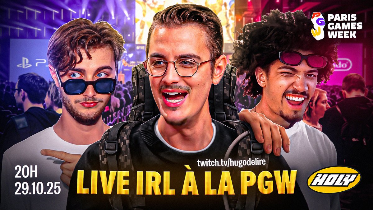HugoDelire36's tweet image. 🚨 ANNONCE 🚨
🔴 LIVE IRL PARIS GAMES WEEK ! 🔴
Avec @Grimkujow_ & @Theorus_ on va visiter le salon et jouer aux jeux qui sortiront et vous pourrez gagner des cadeaux toute la soirée ! 🎁
⏱️ Mercredi 29 Octobre à 20h00 ⏱️
👉🏻 twitch.tv/hugodelire
Publicité @holysquad_fr
