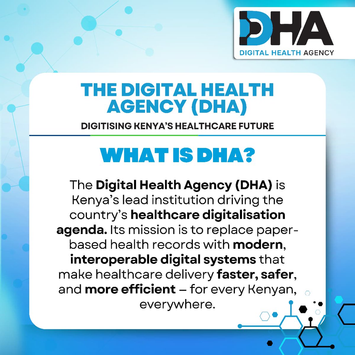 𝐃𝐲𝐧𝐚𝐬𝐭𝐲_045 🇰🇪🇺🇸 (@kevo_atandi) on Twitter photo No more data silos. DHA connects every health record to a unified national system that supports research, innovation, and smarter healthcare policies.
DHA #DigitalHealthAgency Future Ni Mneti No more data silos. DHA connects every health record to a unified national system that supports research, innovation, and smarter healthcare policies.
DHA #DigitalHealthAgency Future Ni Mneti