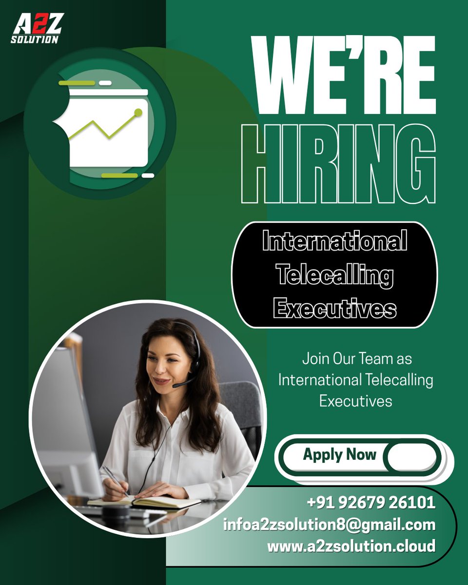 SunderBhati01's tweet image. 🌍 We’re Hiring!
📞 International Telecalling Executives

Join our team and take your career to new heights with A2Z Solution – Your Ultimate Placement Partner!

#A2ZSolution #WeAreHiring #InternationalTelecalling #TelecallerJobs #BPOJobs #CareerOpportunity #JoinOurTeam #Delhi