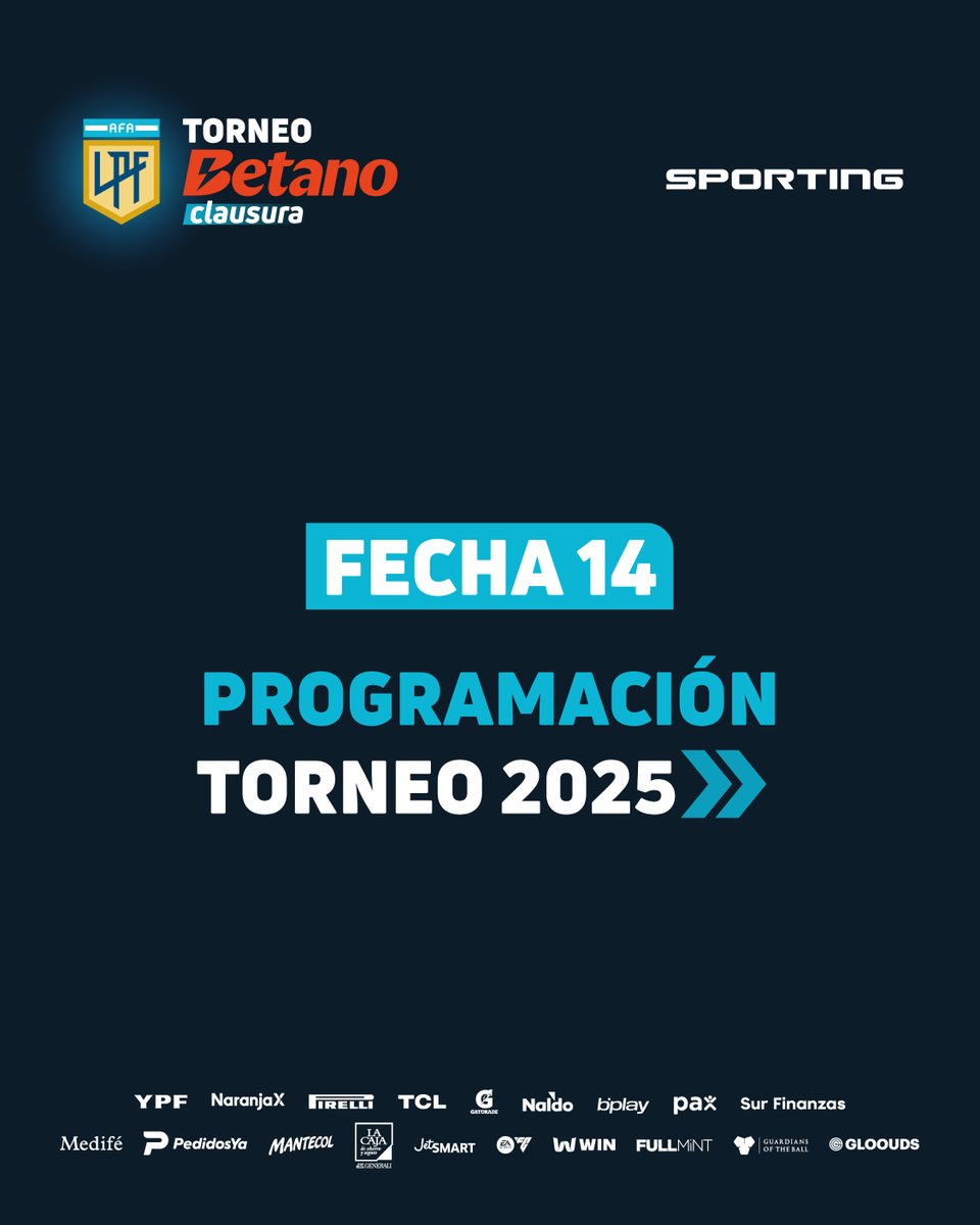 LigaAFA's tweet image. #Programación | Agenda para la #fecha14 del #TorneoBetano Clausura 2025 🏆 
ligaprofesional.ar/notas/primera/…