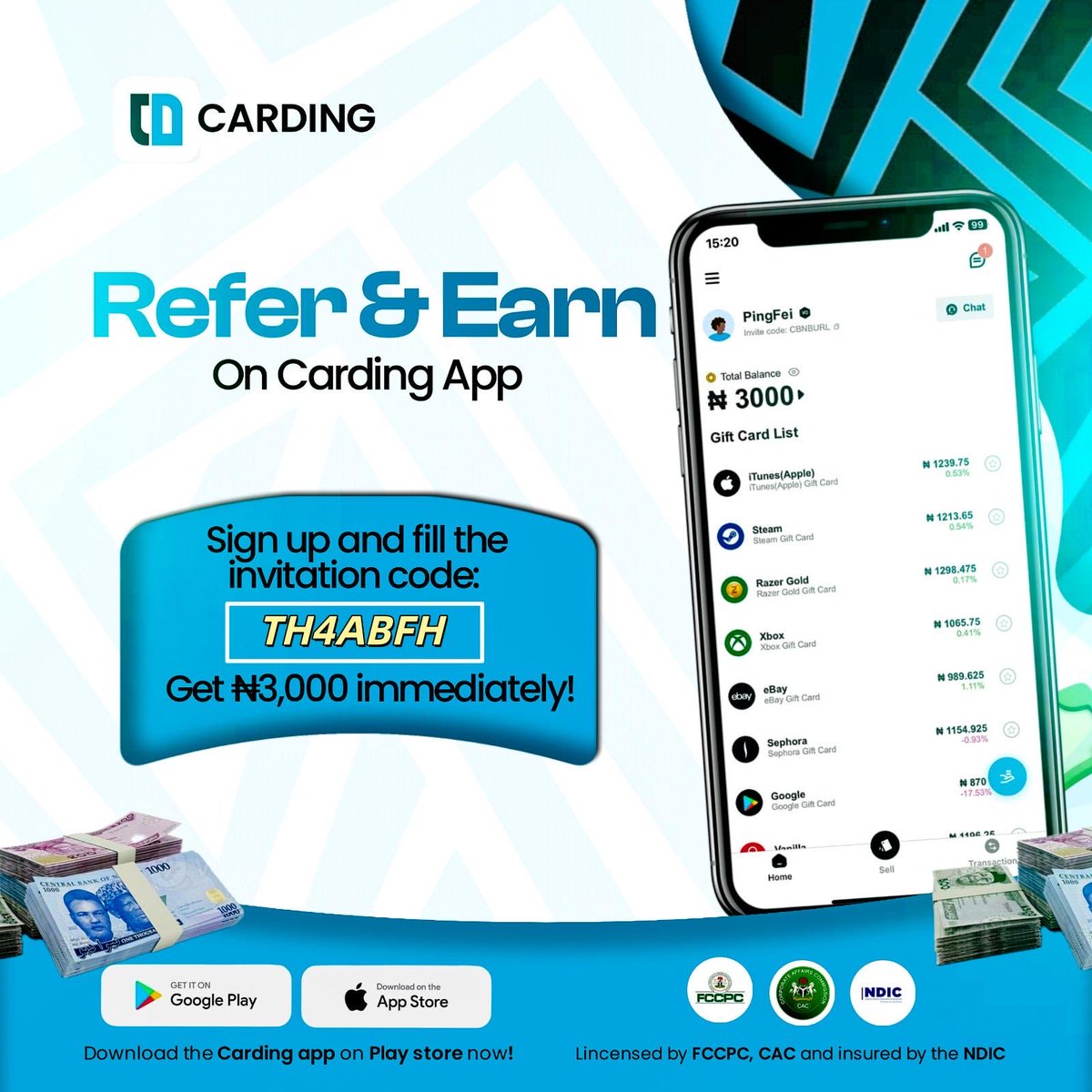 damhi_me's tweet photo. Na me wan share one update with una wey need fast N3k for the weekend.
Just by installing the #CardingGiftApp, the fund is all yours.
Android https://t.co/UyBUFtZbao
iOS https://t.co/6M1Ebb5l43 https://t.co/oXkKXy9ofe