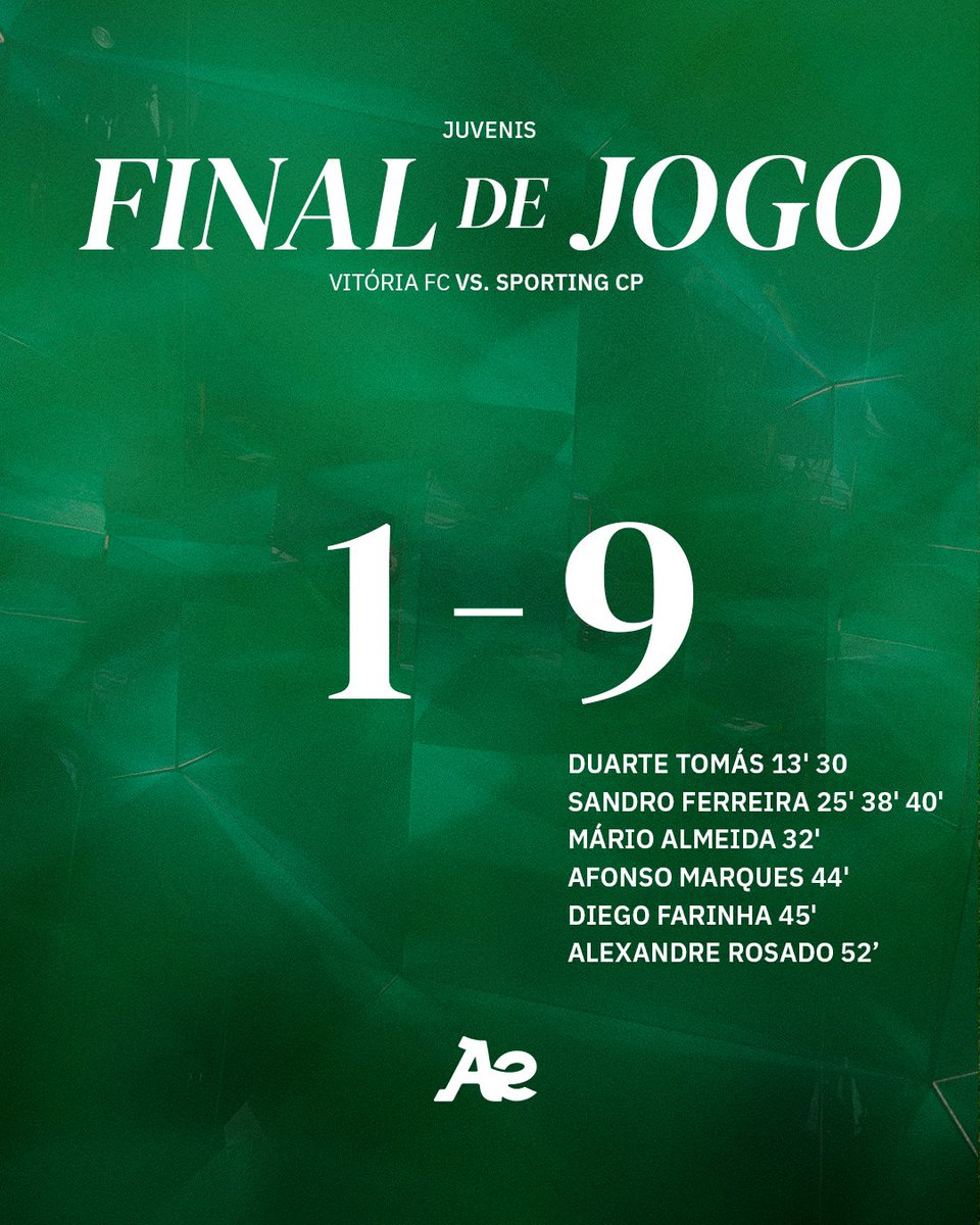 SportingCP's tweet image. #JuvenisSCP | ⏹️ Goleada Leonina na 10.ª jornada do Campeonato Nacional 👏⚽️

⚫ 1-9 🟢 // #VFCSCP