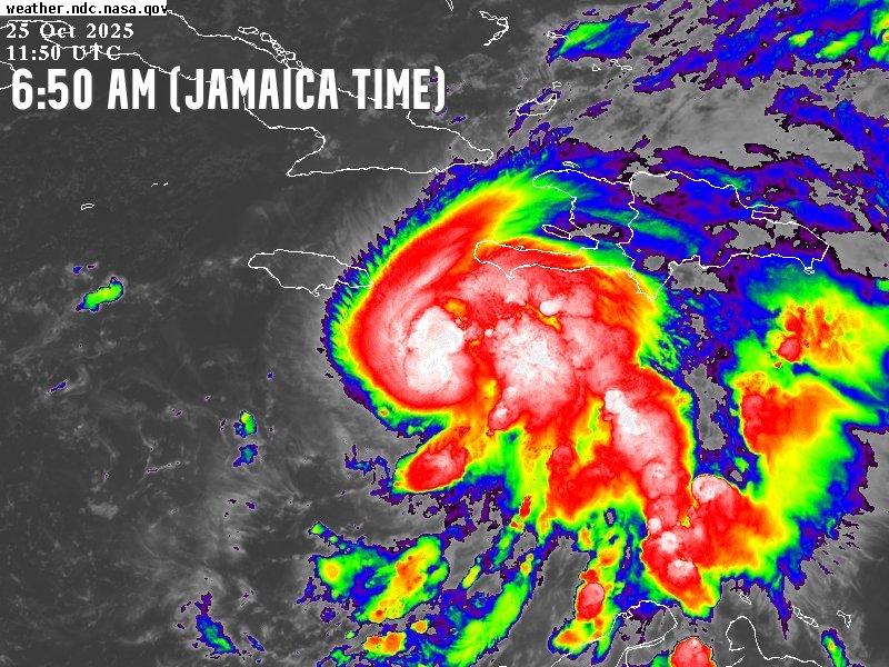 The 7 AM update from the U.S. National Hurricane Center shows that Tropical Storm Melissa is now moving towards the west-northwest at 1 mph, still packing 70 mph winds. We are still under a hurricane warning as she strengthens and continuous threaten to make landfall here.
