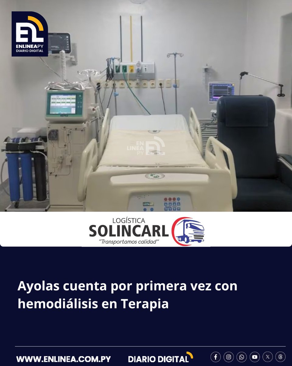 enlinea_py's tweet image. El Hospital Integrado de Ayolas cuenta por primera vez con servicio operativo de hemodiálisis en la Unidad de Terapia Intensiva de Adultos. Se trata de un avance que consolida la descentralización de la alta complejidad y amplía la capacidad de respues...
enlinea.com.py/ayolas-cuenta-…
