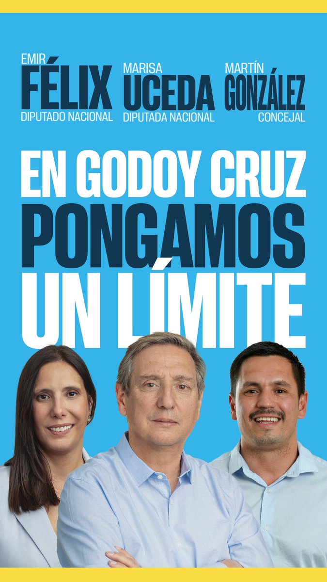 Este domingo decí basta a la crueldad y al abandono.✋

En Godoy Cruz, elegí Fuerza Justicialista Mendoza 💙🗳️

#PongamosUnLímite