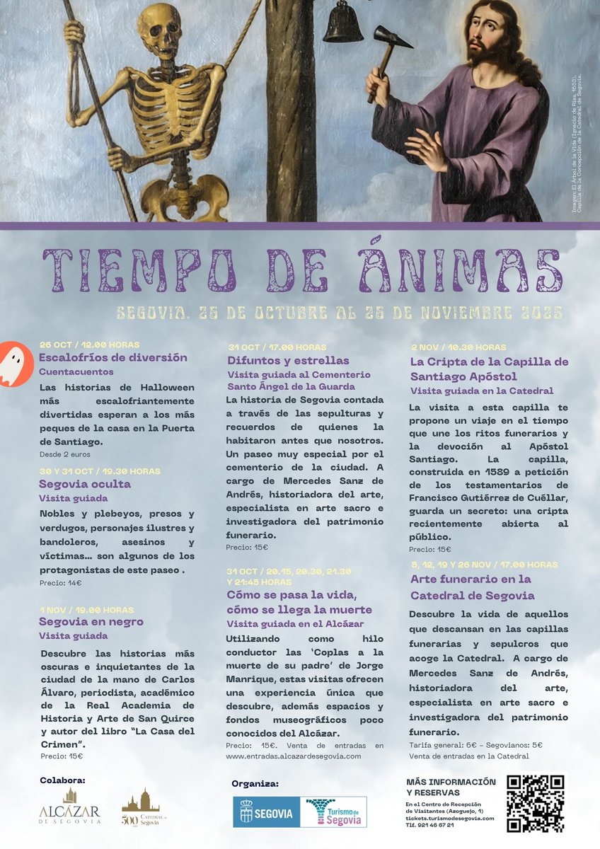 🧙‍♀️| 'Tiempo de Ánimas', siete rutas sobre la muerte y la Segovia negra en la ciudad, la Catedral y el Alcázar
tribunasegovia.com/noticias/42194…
#turismodesegovia #tiempodeánimassegovia #alcázarsegovia #catedralsegovia #puertadesantiagosegovia #cementeriosantoángeldelaguardasegovia