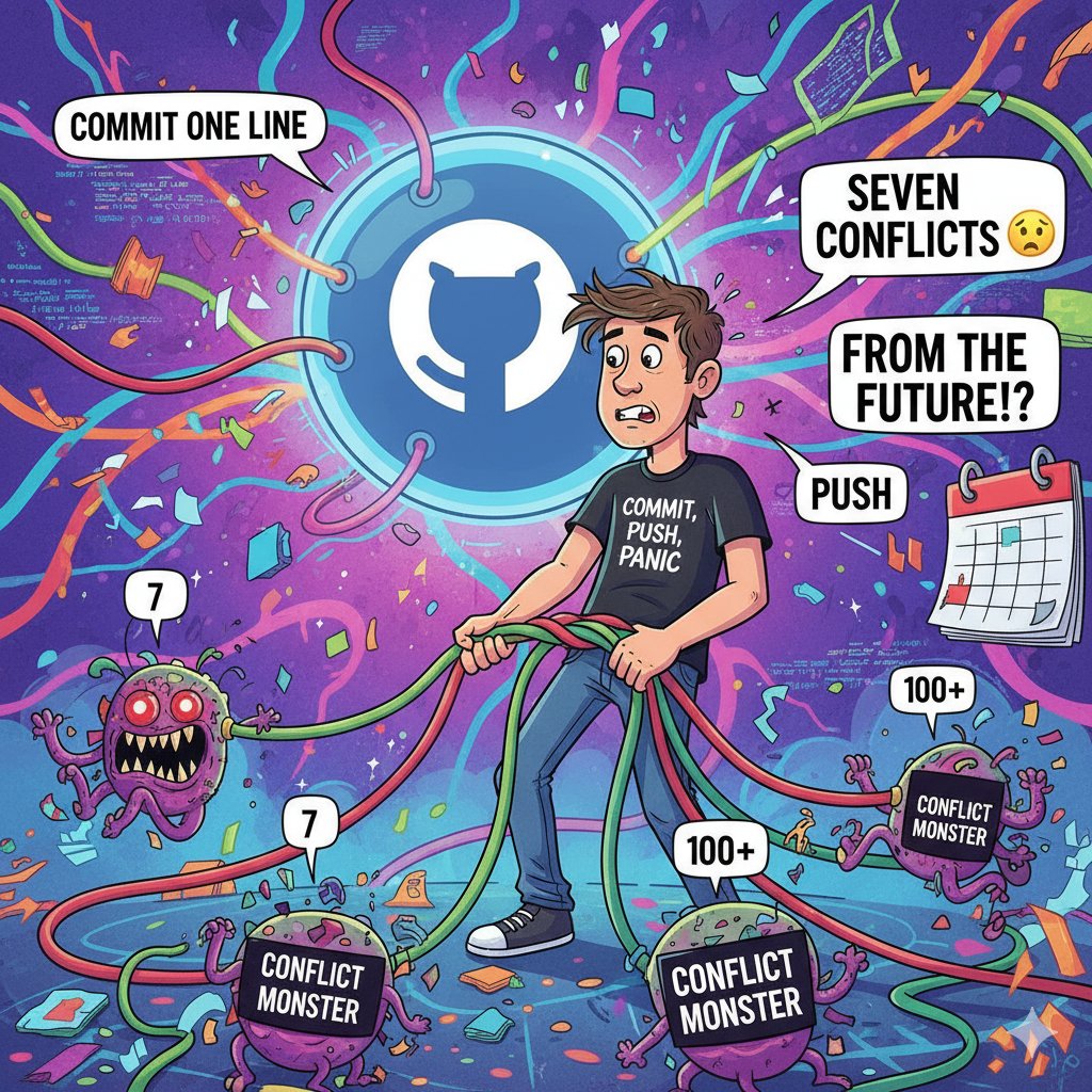buildaditya's tweet image. Git logic in 2025:
Commit one line
Push
Suddenly 7 conflicts appear from the future 😭
Version control: testing patience since forever.
#GitHumor #DeveloperLife #CodingCommunity