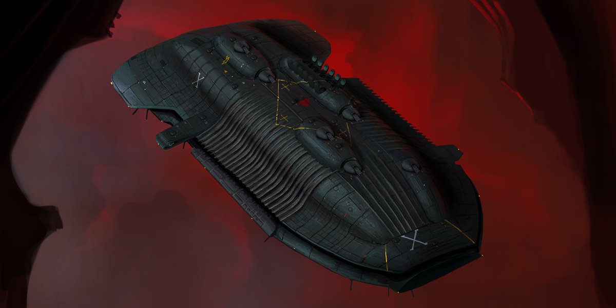 Valahor2's tweet photo. The Scarbah-class destroyer was a symbol of the Strider King Mizulhaar's might, but that is the only fact we know. No specifications of the ships, their armament, armour, sensor capabilities, etc. All of that was lost in the flames of the Iphraan invasion #spaceshipaday https://t.co/Cv25Fnc1AM