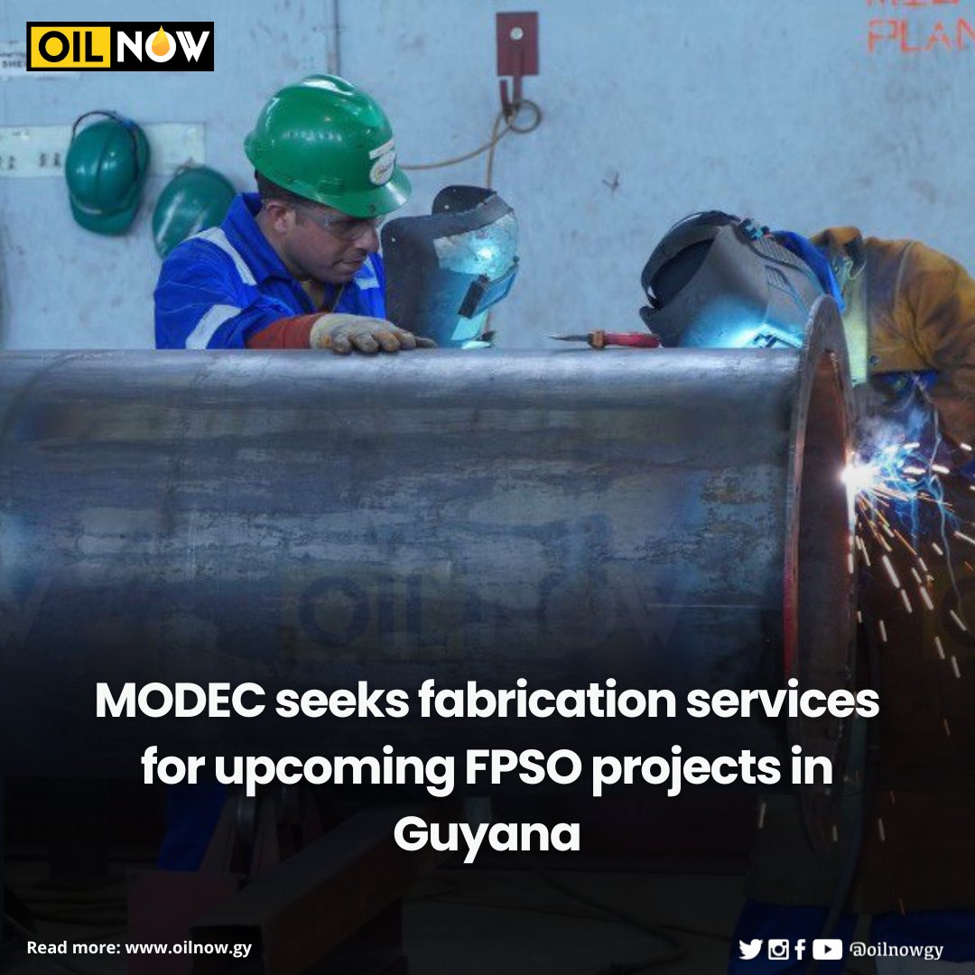 oilnowgy's tweet image. MODEC Guyana Inc. has issued a Request for Information (RFI) seeking qualified suppliers to provide fabrication services for upcoming FPSO projects offshore Guyana.
READ MORE HERE: oilnow.gy/news/modec-see… #Fabrication #MODEC #RFI