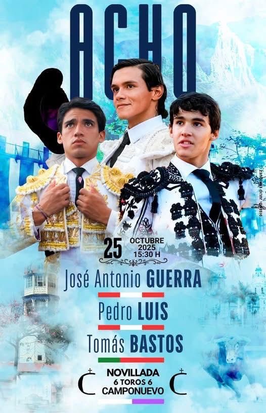 🇵🇪 Esta tarde, a las 𝟭𝟱:𝟯𝟬𝗵. (hora local) #TomasBastos debutará en la plaza de toros de 𝗔𝗖𝗛𝗢 (Perú).
🐂 Camponuevo