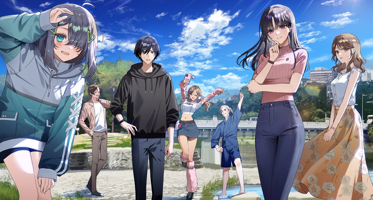 11/18発売『京のたわけの神頼み　京都学生単位戦記』(ガガガ文庫)登場人物が勢揃いの口絵をこちらで公開します⛩✨鴨川！！