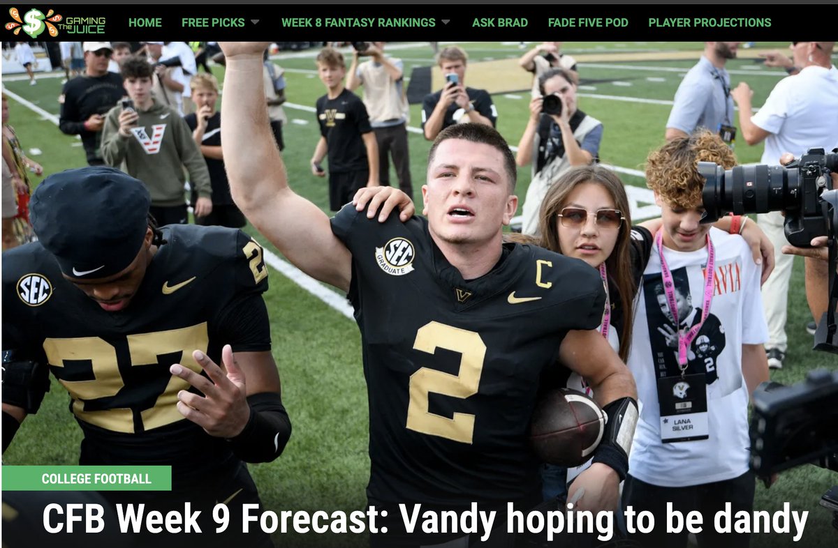 NoisyHuevos's tweet image. College football Week 9 BETS on The Gaming Juice!

Read insightful thoughts from our crew - @Matt_Fortuna, @BenWittenstein and @natejacobson1. 

FREE! Get after it, #TeamHuevos. 

thegamingjuice.com/2025/10/23/cfb…