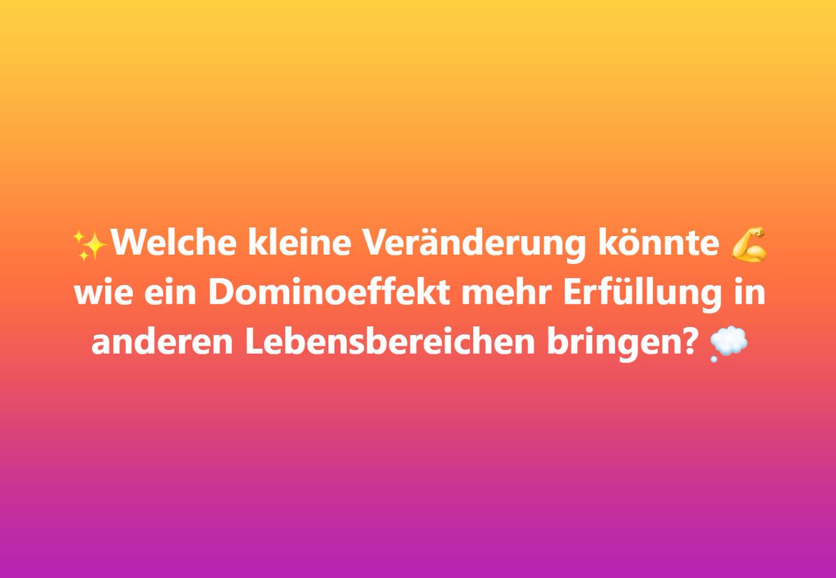CosimoMarraffa's tweet image. Verstärke das Gute. ✨ Ein erfülltes Leben bedeutet nicht, alles neu zu erfinden – sondern das zu vertiefen, was bereits funktioniert. 💪 Welche kleine Veränderung in einem bestimmten Lebensbereich könnte wie ein Dominoeffekt mehr Erfüllung in alle anderen bringen?