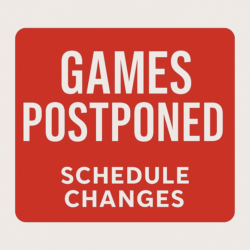 GYBATX's tweet photo. ⚾ Weather Update — Schedule Change

Good morning, 

Due to poor field conditions from last night’s storms and the uncertainty in today’s forecast, all games scheduled for today (10/25) will be postponed to tomorrow at their original game times (10/26). https://t.co/pfegjifQT2