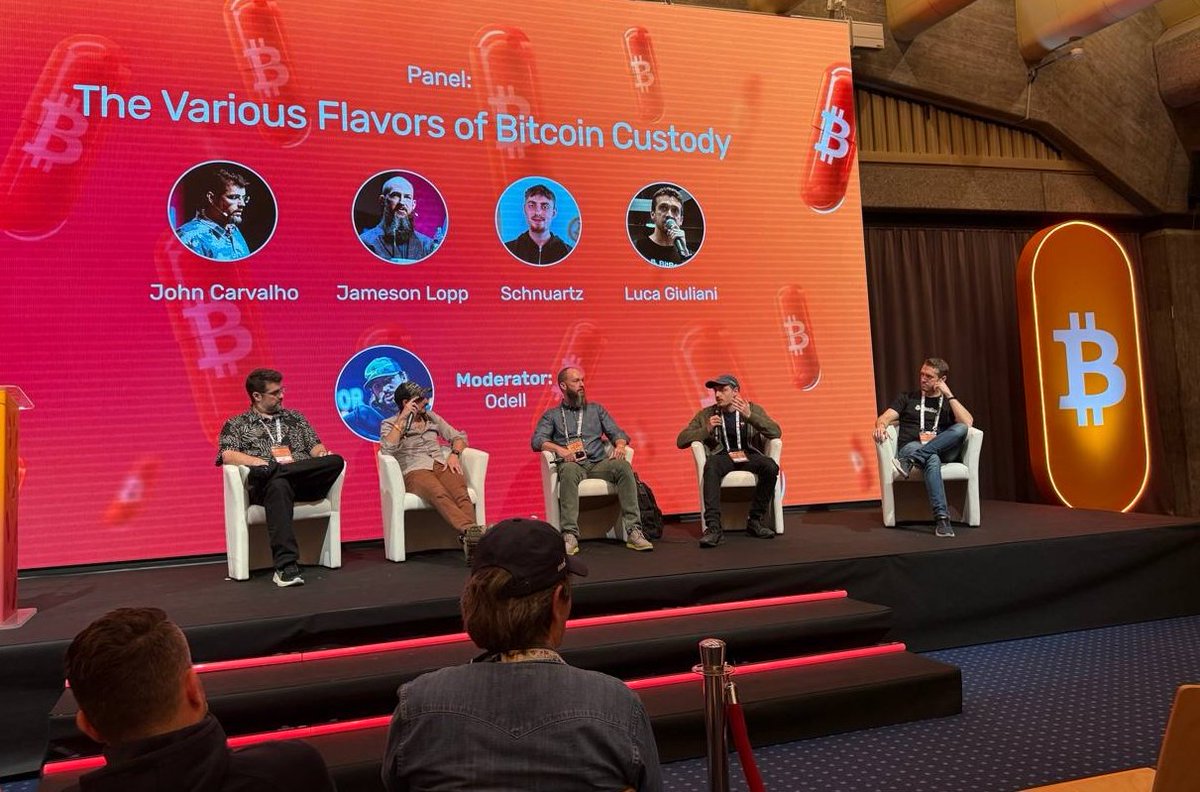 Self Custody discussion with <a href="/lopp/">Jameson Lopp</a>, <a href="/BitcoinErrorLog/">Big Bad John</a> <a href="/beerosagos/">Luca</a> and Me moderated by Matt Odell.
