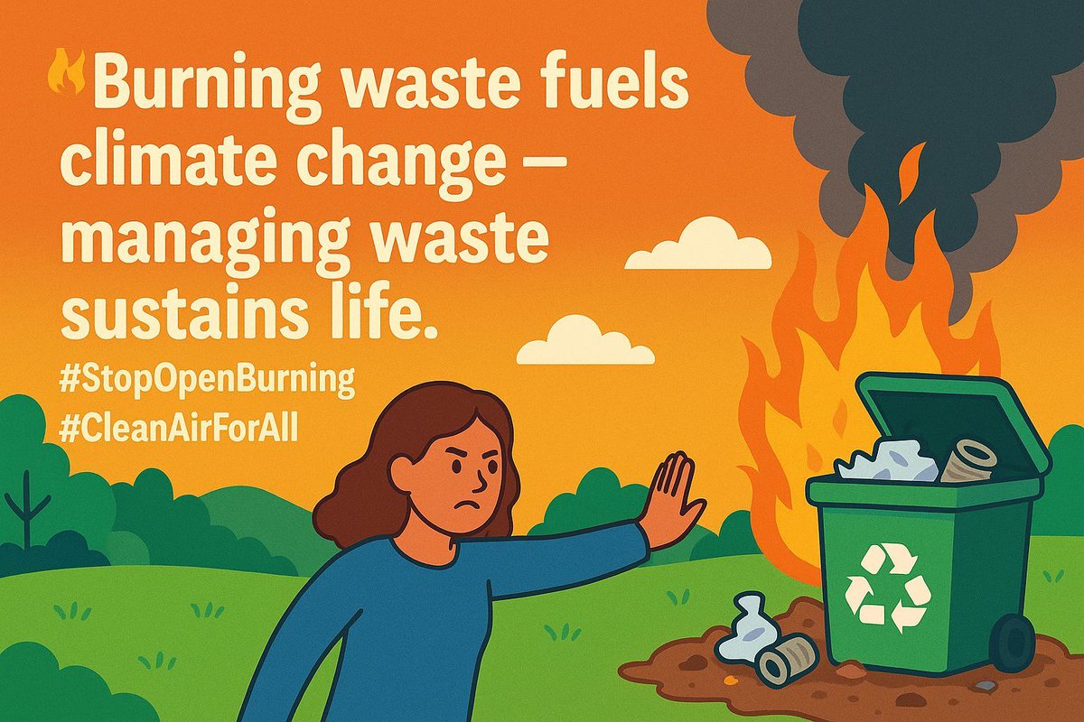 ClimateWed's tweet photo. 🔥 “Burning waste fuels climate change — managing waste sustains life.” 

#StopOpenBurning #CleanAirForAll https://t.co/9huvjPBgSw