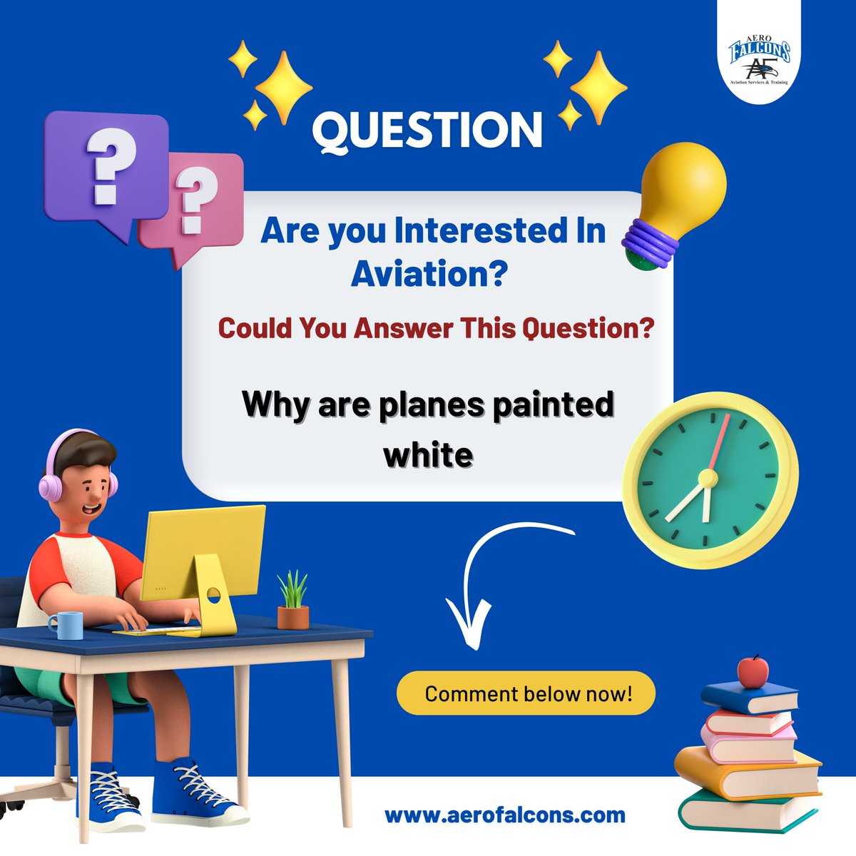 AeroFalcons's tweet image. ✈️ Are you passionate about aviation?
Here’s a question for you: Why are most aircraft painted white? 🛫
Share your thoughts in the comments below! 👇
Discover more aviation insights at 🌐 aerofalcons.com
#aerofalcons #aviationinsights #aviationengineering #aircraftdesign