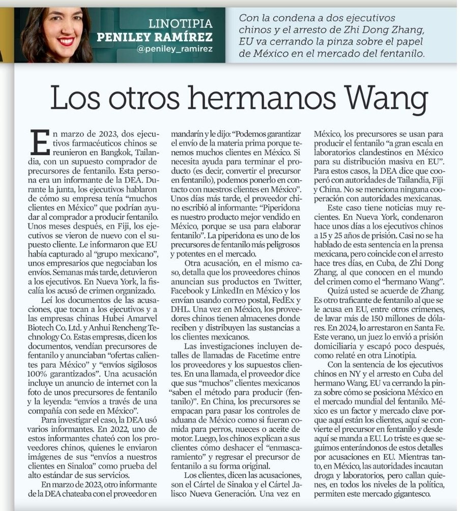 "En México no se produce fentanilo"

Decía el viejo mitómano...

¿Y que creen? 

¡ MENTIRA !

El "hermano Wang" hasta anunciaba por Twitter y Facebook la venta de precursores.

Con razón AMLO odiaba a la DEA.

Lean a Peniley Ramírez

👇