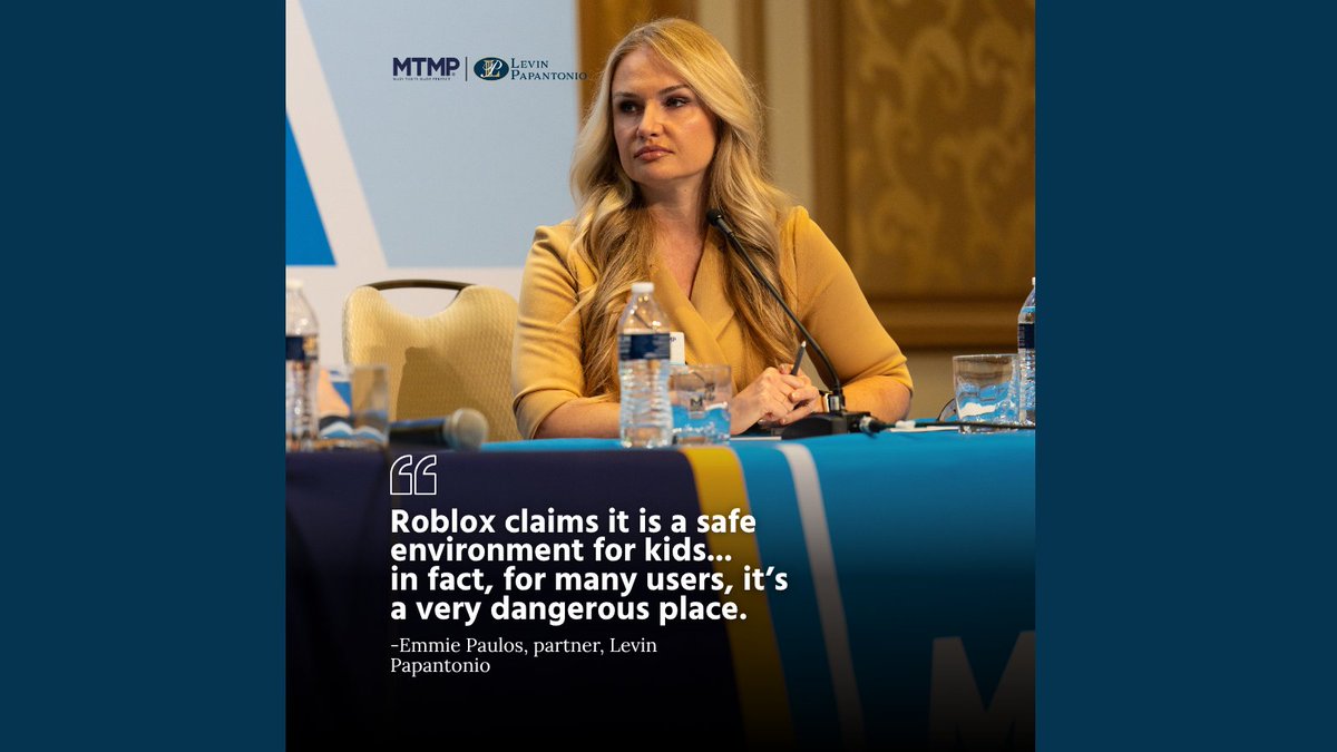 “Roblox claims it is a safe environment for kids… in fact, for many users, it’s a very dangerous place.” — Emmie Paulos, Levin Papantonio Partner

At #MTMPFall2025, Paulos detailed how Roblox’s failures to protect children have led to devastating harm—and why accountability is