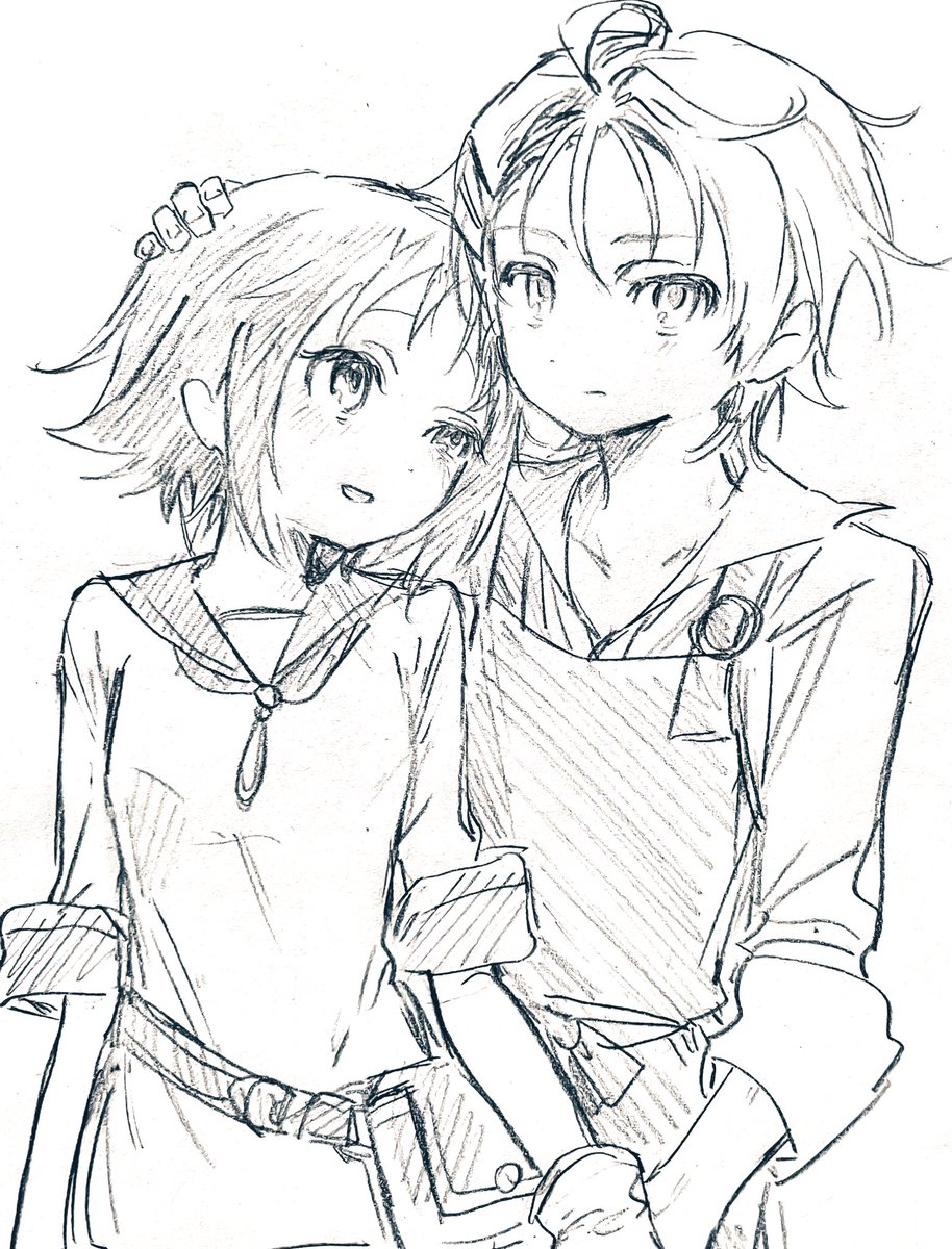 肩にポスッて頭収めるのやって欲しいらくがきをした!!