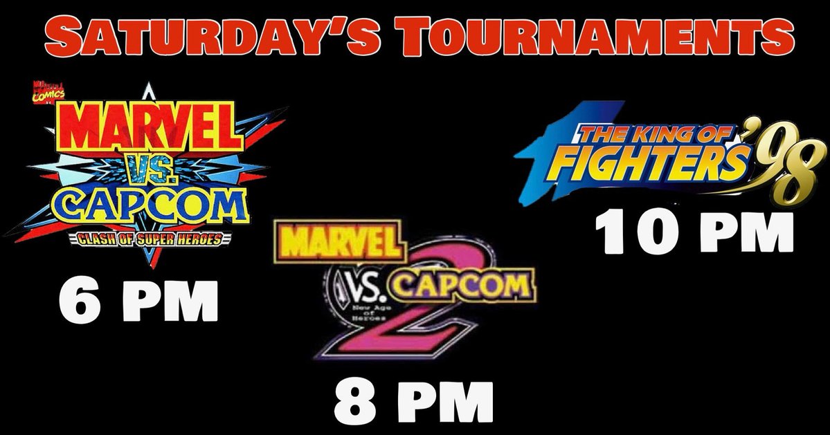 ArcadeBrooklyn's tweet image. Today Saturday we got #Mvc #mvc2 and #kof98 tournaments. Sign up onsite or online. Mvc1 and mvc2 will be on ps5. Kof98 Arcade 
Venue $16
Mvc free to enter 
MvC2 $10
KOF 98 $10 
Top 3 payout 
Sign up: start.gg/tournament/mvc…