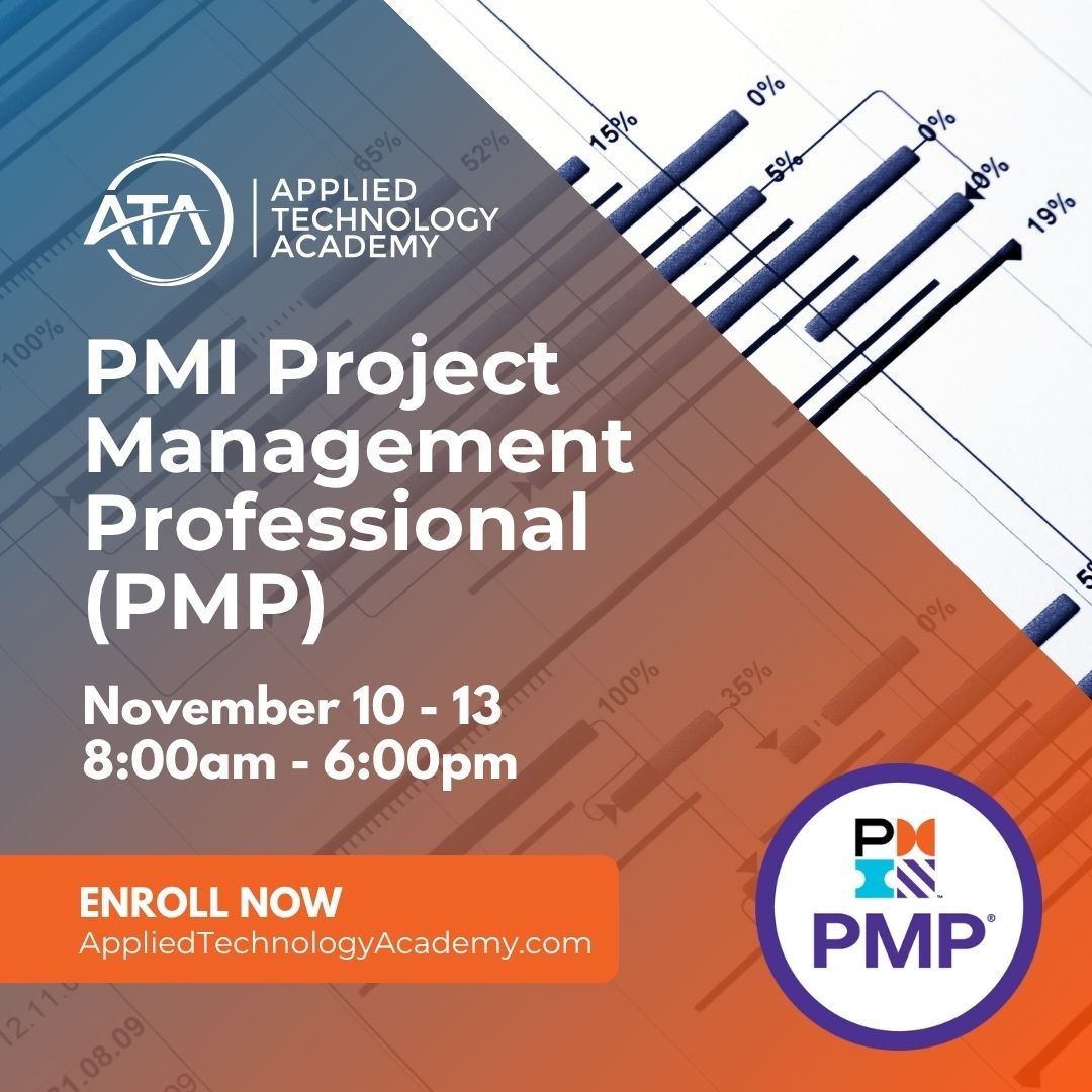 appliedtechac's tweet image. Achieve the gold standard in project leadership with the @PMInstitute  Project Management Professional (PMP) certification! 🏆

Join Applied Technology Academy&apos;s intensive course from November 10-13, 8:00 AM - 6:00 PM, to master the people, process, and business environment…