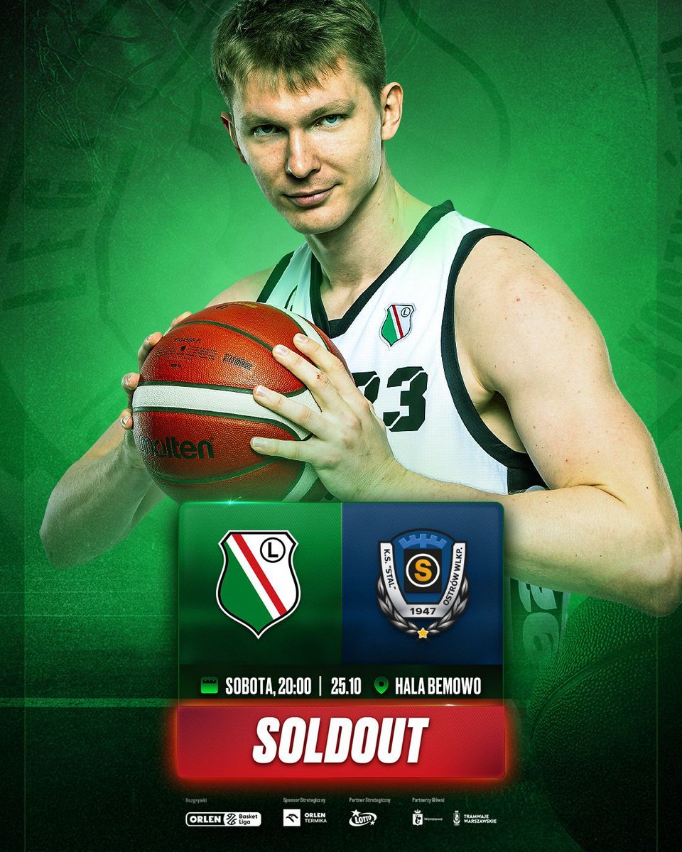 SOLDOUT! 🏀 🔥 

Komplet na Bemowie! Wszystkie bilety na mecz ze Stalą Ostrów Wielkopolski zostały wyprzedane. Dziękujemy za ogromne zainteresowanie i wsparcie! 😎  

#legiakosz #legiawarszawa #plkpl #basketball